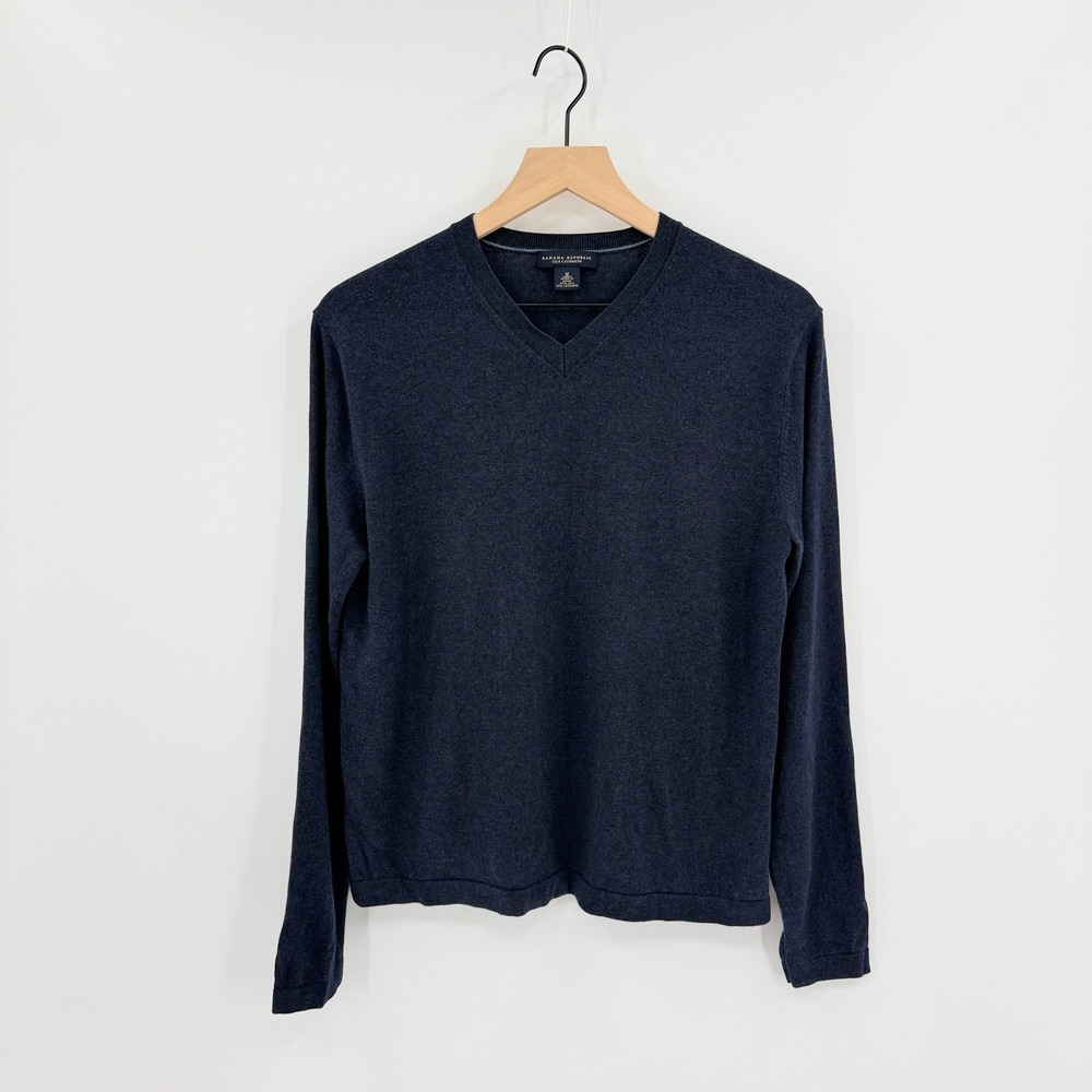 Banana Republic Mens V-Neck Silk Cashmere Sweater Sz M Minimalist Old Money